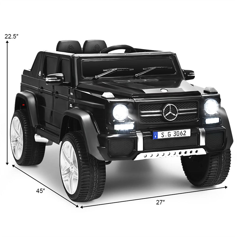 12V Mercedes-Benz G650S Licensed Kids Ride-On Car, Electric Riding Toy Truck with Remote Control, Storage Trunk, LED Lights & Spring Suspension