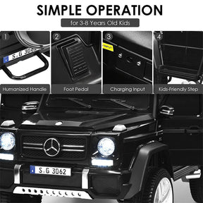 12V Mercedes-Benz G650S Licensed Kids Ride-On Car, Electric Riding Toy Truck with Remote Control, Storage Trunk, LED Lights & Spring Suspension