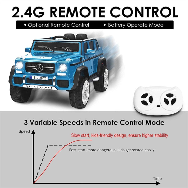 12V Mercedes-Benz G650S Licensed Kids Ride-On Car, Electric Riding Toy Truck with Remote Control, Storage Trunk, LED Lights & Spring Suspension