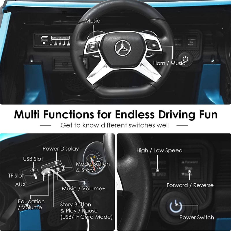 12V Mercedes-Benz G650S Licensed Kids Ride-On Car, Electric Riding Toy Truck with Remote Control, Storage Trunk, LED Lights & Spring Suspension