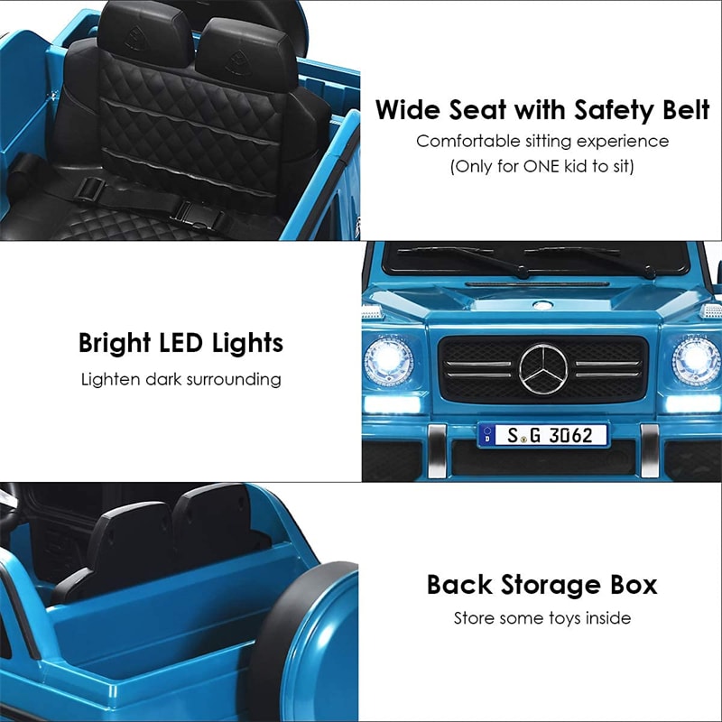 12V Mercedes-Benz G650S Licensed Kids Ride-On Car, Electric Riding Toy Truck with Remote Control, Storage Trunk, LED Lights & Spring Suspension