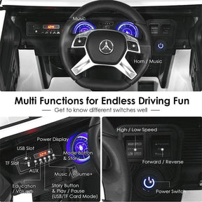 12V Mercedes-Benz G650S Licensed Kids Ride-On Car, Electric Riding Toy Truck with Remote Control, Storage Trunk, LED Lights & Spring Suspension