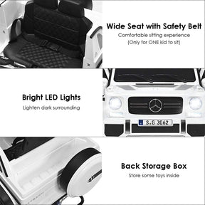 12V Mercedes-Benz G650S Licensed Kids Ride-On Car, Electric Riding Toy Truck with Remote Control, Storage Trunk, LED Lights & Spring Suspension