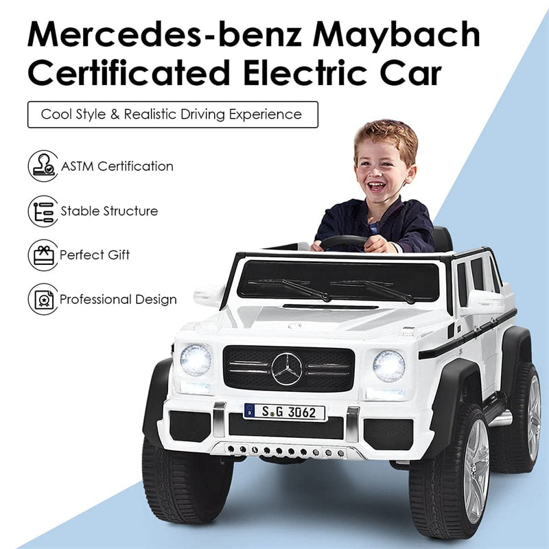 12V Mercedes-Benz G650S Licensed Kids Ride-On Car, Electric Riding Toy Truck with Remote Control, Storage Trunk, LED Lights & Spring Suspension