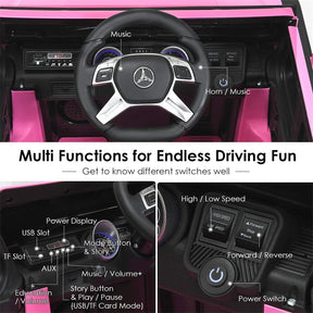 12V Mercedes-Benz G650S Licensed Kids Ride-On Car, Electric Riding Toy Truck with Remote Control, Storage Trunk, LED Lights & Spring Suspension