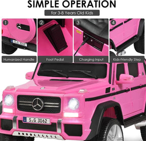 12V Mercedes-Benz G650S Licensed Kids Ride-On Car, Electric Riding Toy Truck with Remote Control, Storage Trunk, LED Lights & Spring Suspension