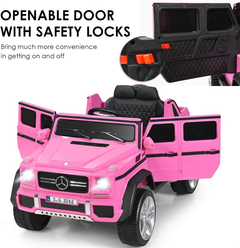 12V Mercedes-Benz G650S Licensed Kids Ride-On Car, Electric Riding Toy Truck with Remote Control, Storage Trunk, LED Lights & Spring Suspension