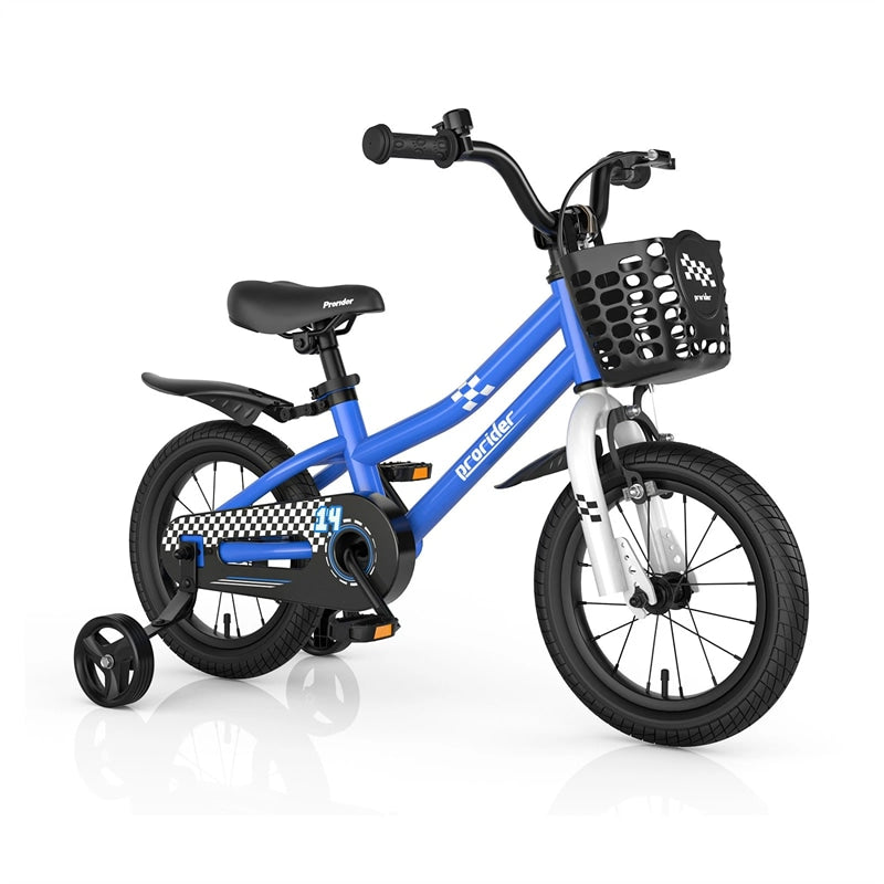 12-20 Inch Kids Bike with Removable Training Wheels, Basket & Bell for 3-8 Years Old Boys Girls, Adjustable Children Bicycle