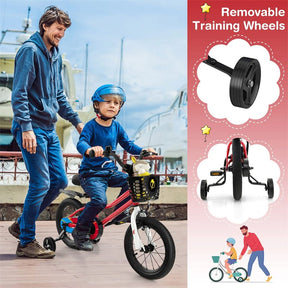 12-20 Inch Kids Bike with Removable Training Wheels, Basket & Bell for 3-8 Years Old Boys Girls, Adjustable Children Bicycle