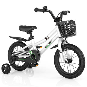 12-20 Inch Kids Bike with Removable Training Wheels, Basket & Bell for 3-8 Years Old Boys Girls, Adjustable Children Bicycle