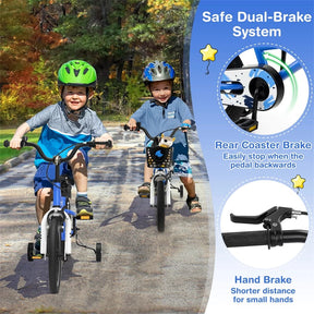 12-20 Inch Kids Bike with Removable Training Wheels, Basket & Bell for 3-8 Years Old Boys Girls, Adjustable Children Bicycle