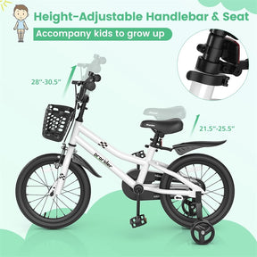 12-20 Inch Kids Bike with Removable Training Wheels, Basket & Bell for 3-8 Years Old Boys Girls, Adjustable Children Bicycle
