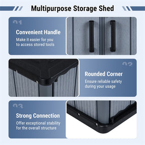 175 Gallon Outdoor Storage Shed, All-Weather Resin Patio Storage Box with Floor, Lockable Door & Removable Shelf, Waterproof Garden Tool Shed