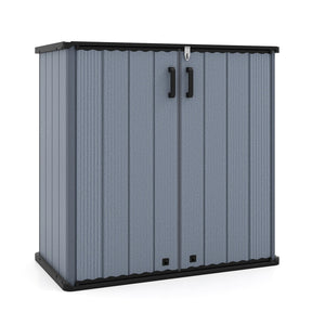 175 Gallon Outdoor Storage Shed, All-Weather Resin Patio Storage Box with Floor, Lockable Door & Removable Shelf, Waterproof Garden Tool Shed