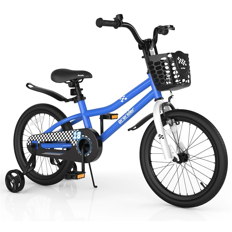 12-20 Inch Kids Bike with Removable Training Wheels, Basket & Bell for 3-8 Years Old Boys Girls, Adjustable Children Bicycle