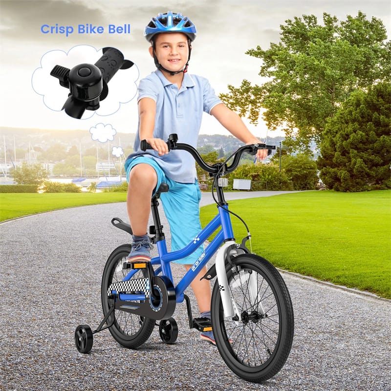 12-20 Inch Kids Bike with Removable Training Wheels, Basket & Bell for 3-8 Years Old Boys Girls, Adjustable Children Bicycle
