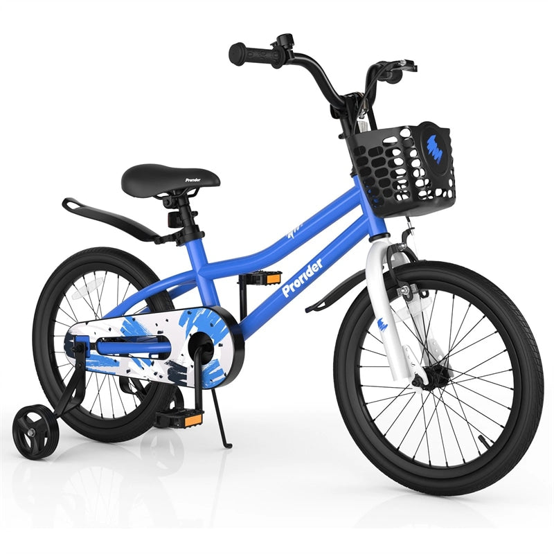 12-20 Inch Kids Bike with Removable Training Wheels, Basket & Bell for 3-8 Years Old Boys Girls, Adjustable Children Bicycle
