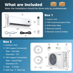 18000 BTU 18.1 SEER2 208/230V Mini Split AC & Heater, WiFi Alexa Enabled Energy Efficient Inverter Ductless Heat Pump System, Cools Up to 1000 Sq. Ft