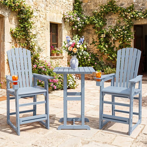 HDPE Tall Adirondack Chair, All-Weather Patio Bar Stool with Cup Holder Armrests, 29" Bar Height Lifeguard Chair for Balcony Pool