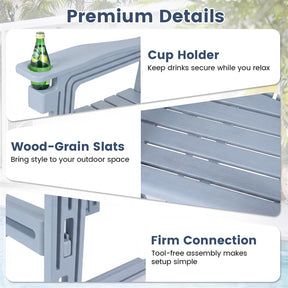 HDPE Tall Adirondack Chair, All-Weather Patio Bar Stool with Cup Holder Armrests, 29" Bar Height Lifeguard Chair for Balcony Pool