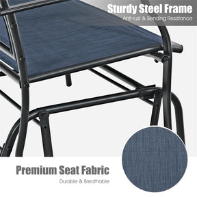 2-Person Outdoor Glider Bench, Steel Frame Patio Double Swing Rocking Loveseat with Fabric Seat & 400LB Capacity for Porch, Backyard, Lawn