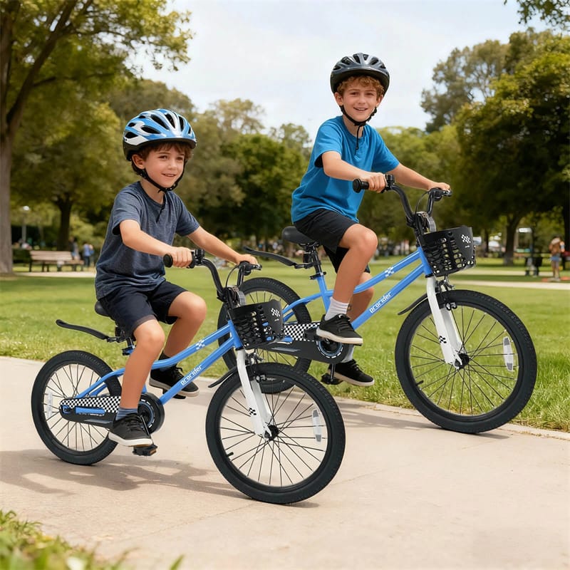 12-20 Inch Kids Bike with Removable Training Wheels, Basket & Bell for 3-8 Years Old Boys Girls, Adjustable Children Bicycle