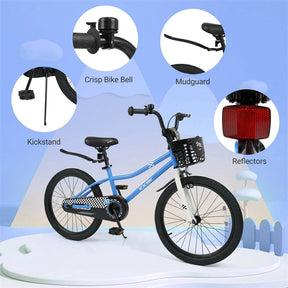 12-20 Inch Kids Bike with Removable Training Wheels, Basket & Bell for 3-8 Years Old Boys Girls, Adjustable Children Bicycle