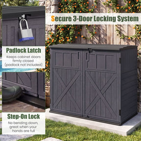20 Cu.Ft Large Outdoor Storage Cabinet, Horizontal Resin Shed with Adjustable Shelf & Lockable Doors, Weatherproof Patio Storage Box