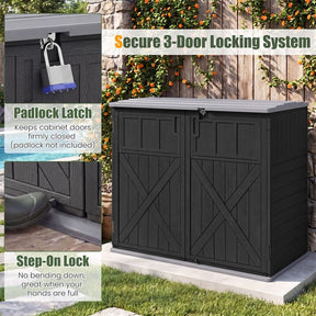 20 Cu.Ft Large Outdoor Storage Cabinet, Horizontal Resin Shed with Adjustable Shelf & Lockable Doors, Weatherproof Patio Storage Box