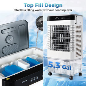 2100 CFM Swamp Cooler, 3-in-1 Evaporative Air Cooler with Remote, 12H Timer & 4 Ice Packs, Portable Cooling Fan for Indoor Outdoor
