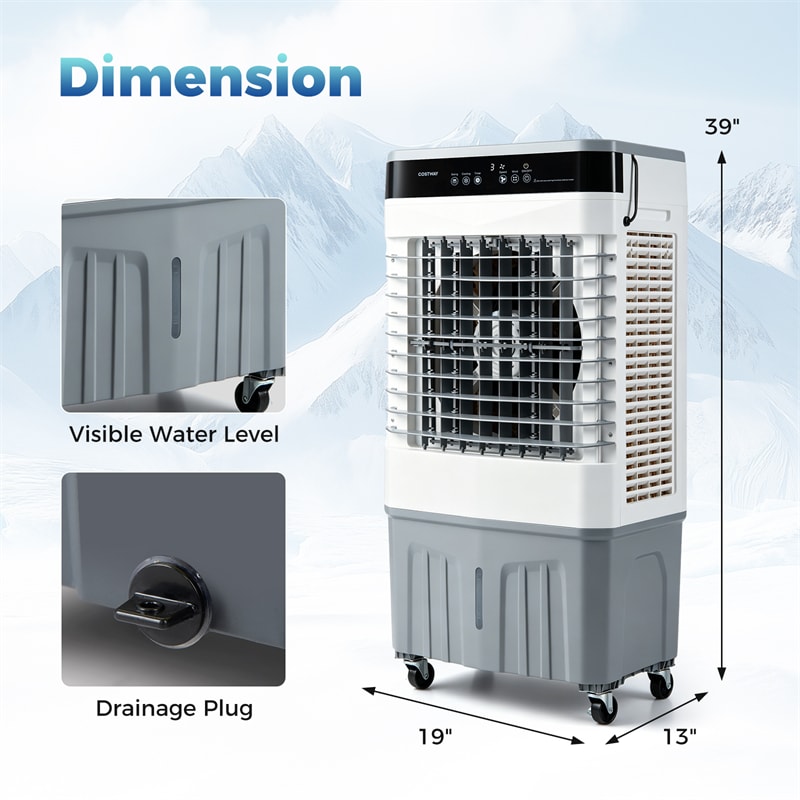 2100 CFM Swamp Cooler, 3-in-1 Evaporative Air Cooler with Remote, 12H Timer & 4 Ice Packs, Portable Cooling Fan for Indoor Outdoor