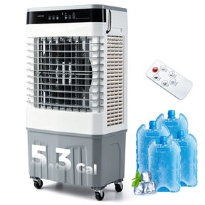 2100 CFM Swamp Cooler, 3-in-1 Evaporative Air Cooler with Remote, 12H Timer & 4 Ice Packs, Portable Cooling Fan for Indoor Outdoor