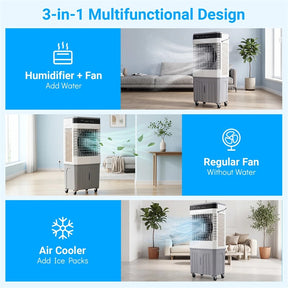 2100 CFM Swamp Cooler, 3-in-1 Evaporative Air Cooler with Remote, 12H Timer & 4 Ice Packs, Portable Cooling Fan for Indoor Outdoor