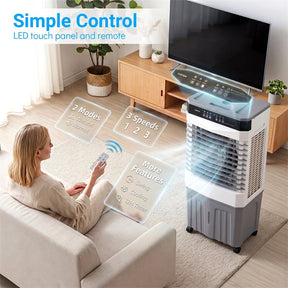2100 CFM Swamp Cooler, 3-in-1 Evaporative Air Cooler with Remote, 12H Timer & 4 Ice Packs, Portable Cooling Fan for Indoor Outdoor