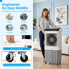 2100 CFM Swamp Cooler, 3-in-1 Evaporative Air Cooler with Remote, 12H Timer & 4 Ice Packs, Portable Cooling Fan for Indoor Outdoor