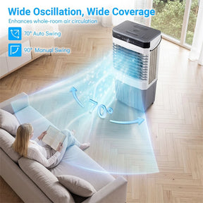 2100 CFM Swamp Cooler, 3-in-1 Evaporative Air Cooler with Remote, 12H Timer & 4 Ice Packs, Portable Cooling Fan for Indoor Outdoor