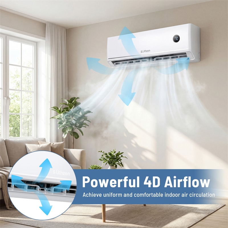 24000 BTU 18.1 SEER2 208/230V Mini Split AC & Heater, WiFi Alexa Enabled Energy Efficient Inverter Ductless Heat Pump System, Cools Up to 1200 Sq. Ft