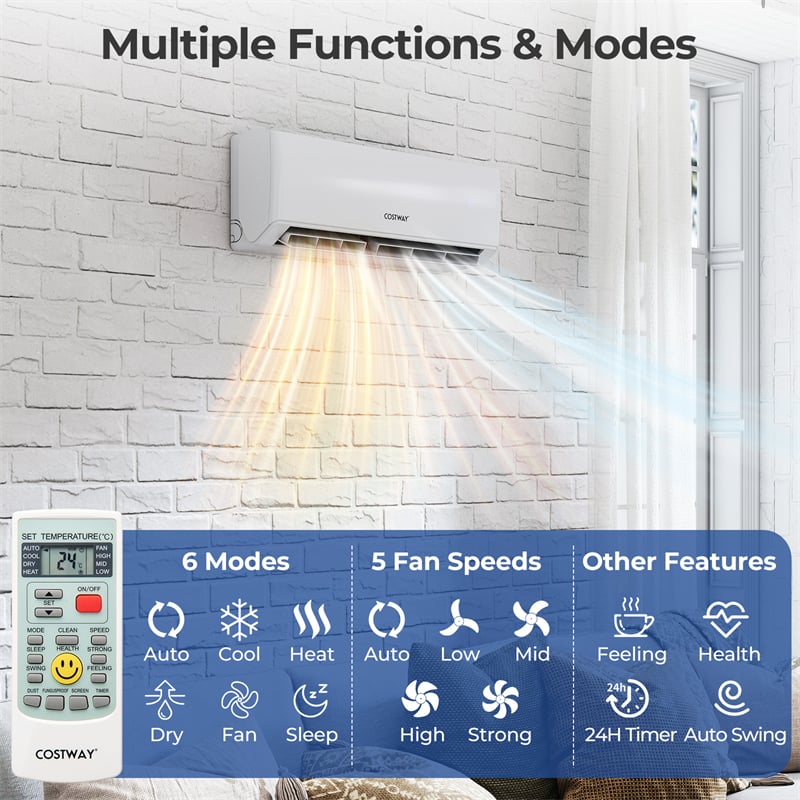 24000 BTU 23 SEER2 Tri Zone Mini Split Air Conditioner & Heater, WiFi Enabled Inverter Ductless AC System with Heat Pump & Energy Star