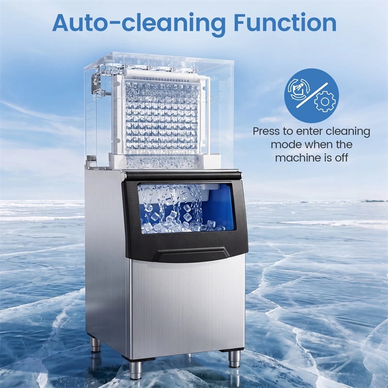 450 LBS/24H Commercial Split Ice Maker, Stainless Steel Ice Machine with 250 LBS Storage Bin, Self-Cleaning & Air Cooled for Restaurant Bar Cafe Hotel