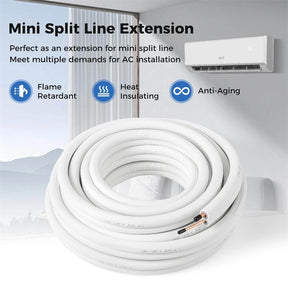 25/50 FT Mini Split Line Set, 3-Layer Thickened Insulation Copper Pipes Tubing Extension for Air Conditioner & Heat Pump Systems