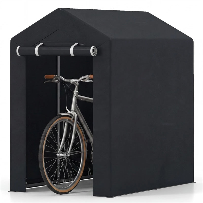 Heavy-Duty Portable Storage Shed, Waterproof Outdoor Carport Garage Tent w/ Roll-up Zipper Door, Metal Shelter for Bike Lawn Mower Firewood
