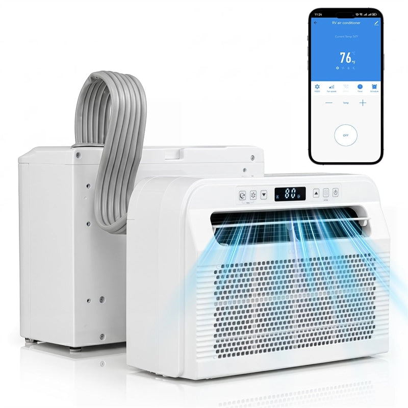 6500 BTU RV Window Air Conditioner, 4-in-1 AC Unit with WiFi App Voice Control 24H Timer, Quiet Smart Cooling Fan Dehumidifier for Caravan Motorhome