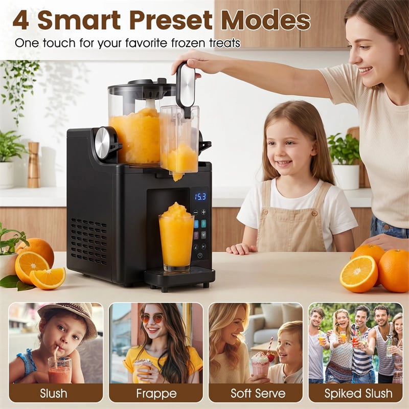 68oz Slushie Machine for Home, Frozen Drink & Margarita Machine, No Ice Needed Slushy Maker with 4 Presets & Auto Cleaning for Milkshake Cocktails