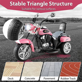 3 Wheel Kids Ride on Chopper-Style Motorcycle, 6V Battery Powered Kids Motorbike Trike Toy with Horn & Headlight