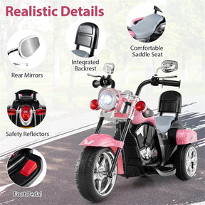 3 Wheel Kids Ride on Chopper-Style Motorcycle, 6V Battery Powered Kids Motorbike Trike Toy with Horn & Headlight