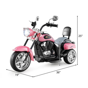 3 Wheel Kids Ride on Chopper-Style Motorcycle, 6V Battery Powered Kids Motorbike Trike Toy with Horn & Headlight