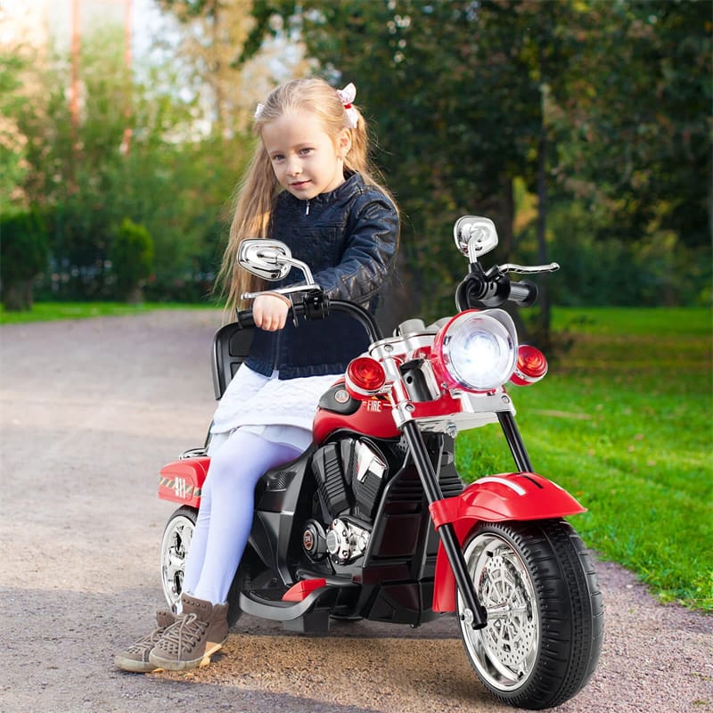 3 Wheel Kids Ride on Chopper-Style Motorcycle, 6V Battery Powered Kids Motorbike Trike Toy with Horn & Headlight