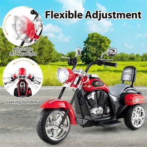 3 Wheel Kids Ride on Chopper-Style Motorcycle, 6V Battery Powered Kids Motorbike Trike Toy with Horn & Headlight