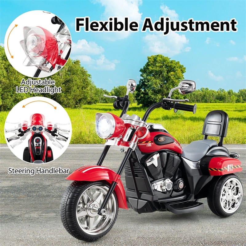 3 Wheel Kids Ride on Chopper-Style Motorcycle, 6V Battery Powered Kids Motorbike Trike Toy with Horn & Headlight