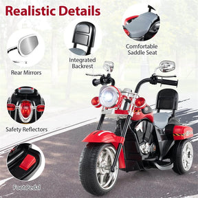 3 Wheel Kids Ride on Chopper-Style Motorcycle, 6V Battery Powered Kids Motorbike Trike Toy with Horn & Headlight